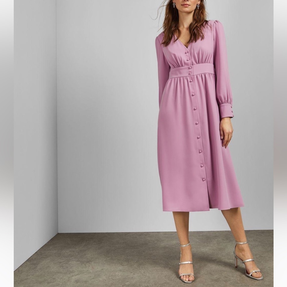 Ted Baker JESICAR Long sleeved deep V midi dress